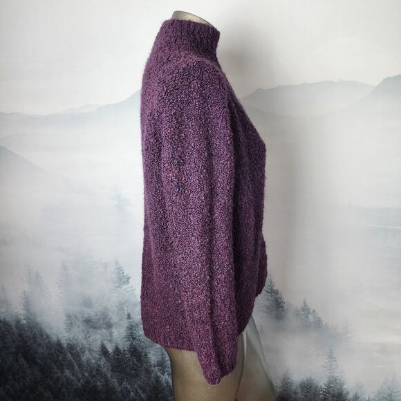 Ann Taylor Loft Wool Blend Purple Mock Neck Knit Sweater | Women's Small - Picture 4 of 12